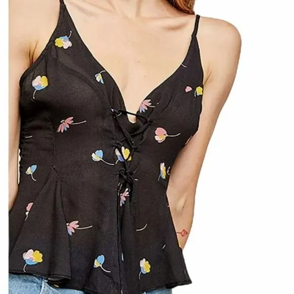 FREE PEOPLE Radea‎ Printed Lace-up Camisole Size SMALL - Picture 4 of 11